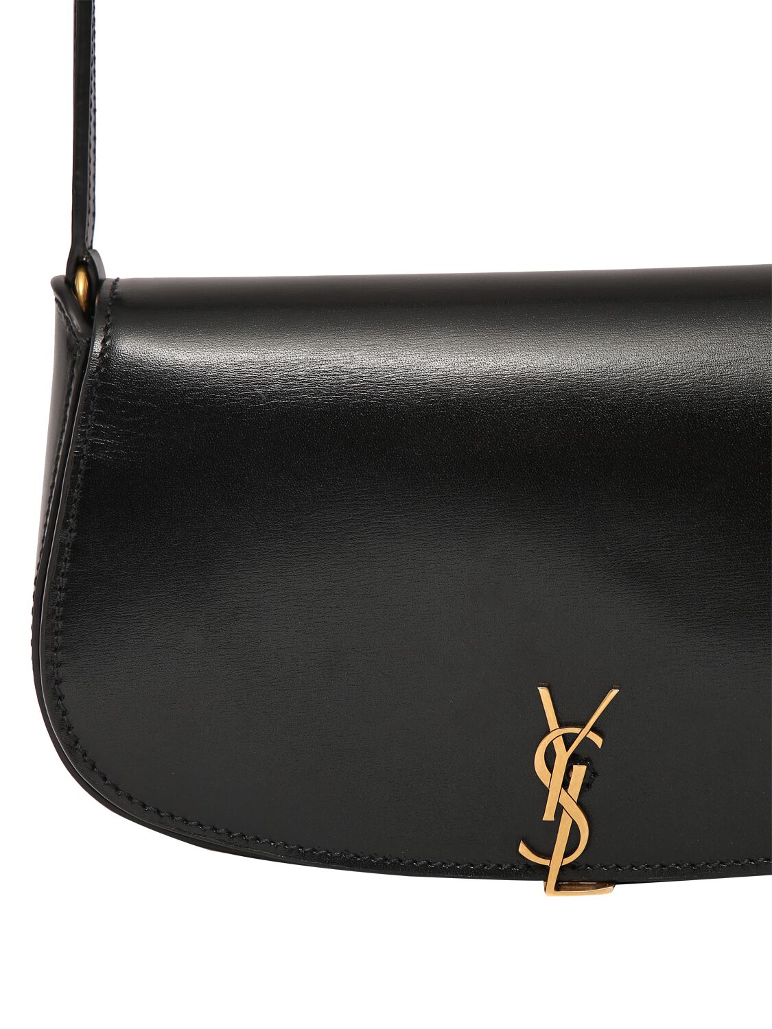 Shop Saint Laurent Mini Voltaire Leather Shoulder Bag In Black