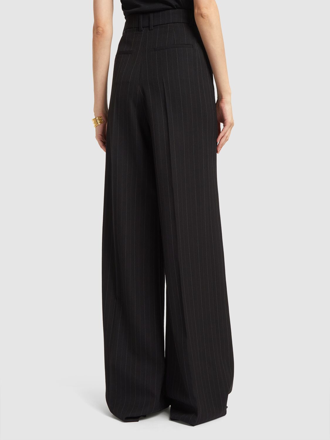 Shop Saint Laurent Wool Blend Pants In Black,grey