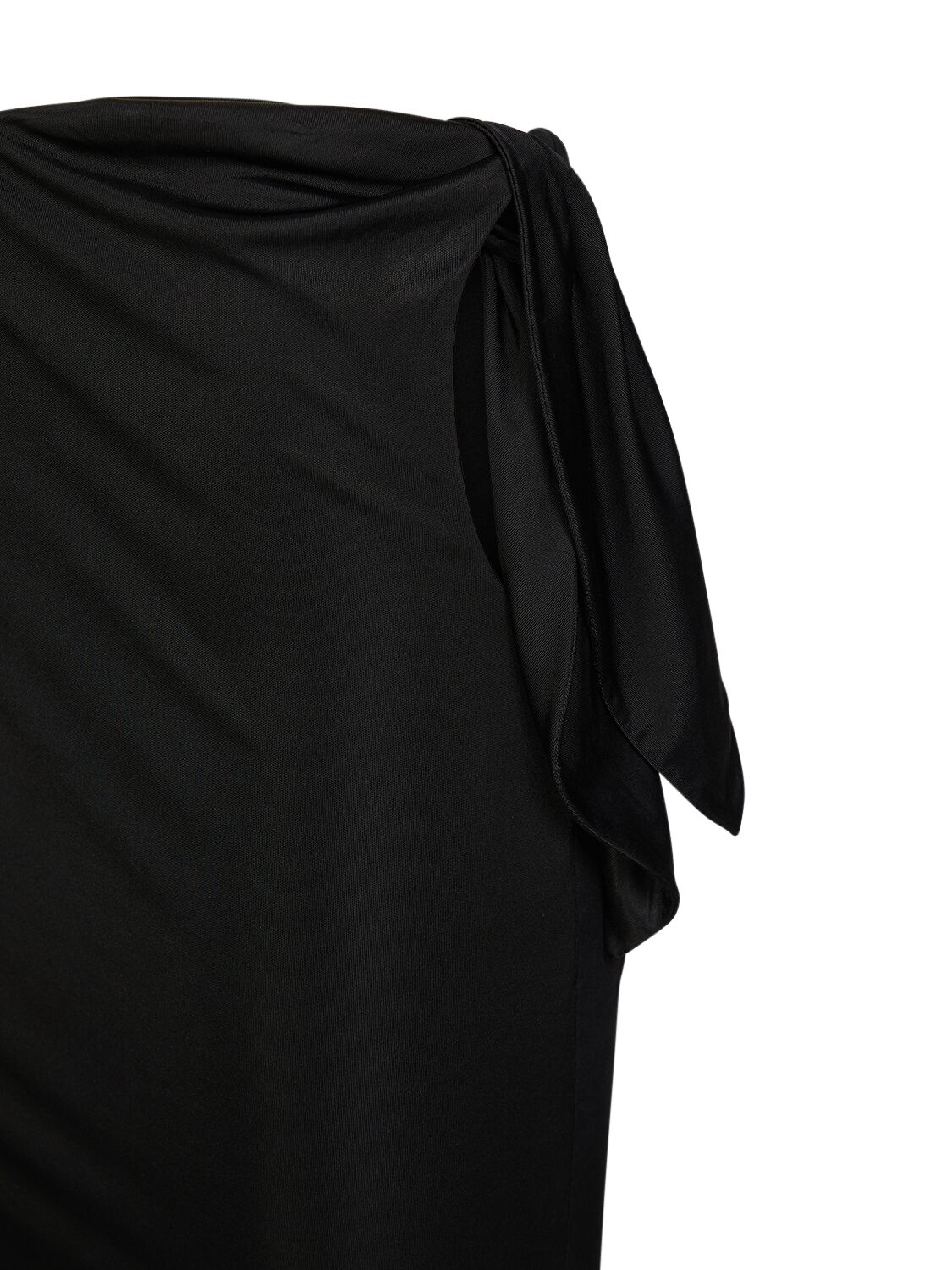 Shop Saint Laurent Viscose Midi Skirt W/ Bow In Black
