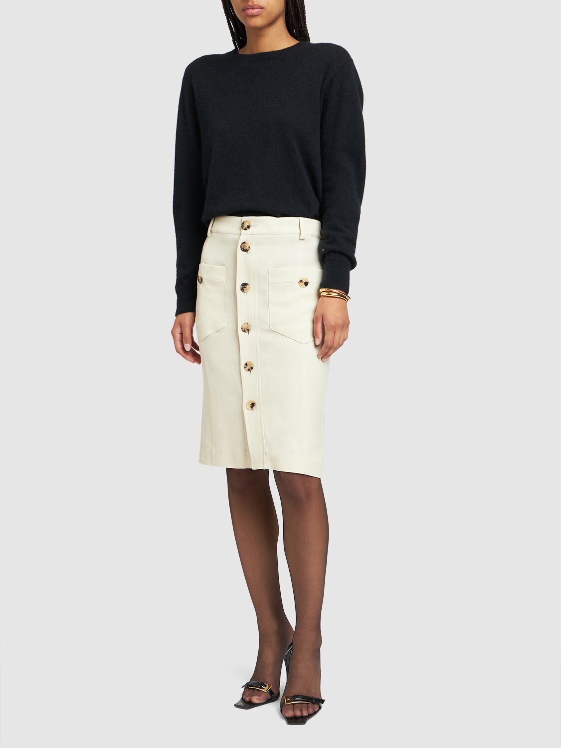 Shop Saint Laurent Saharan Viscose Skirt In Beige