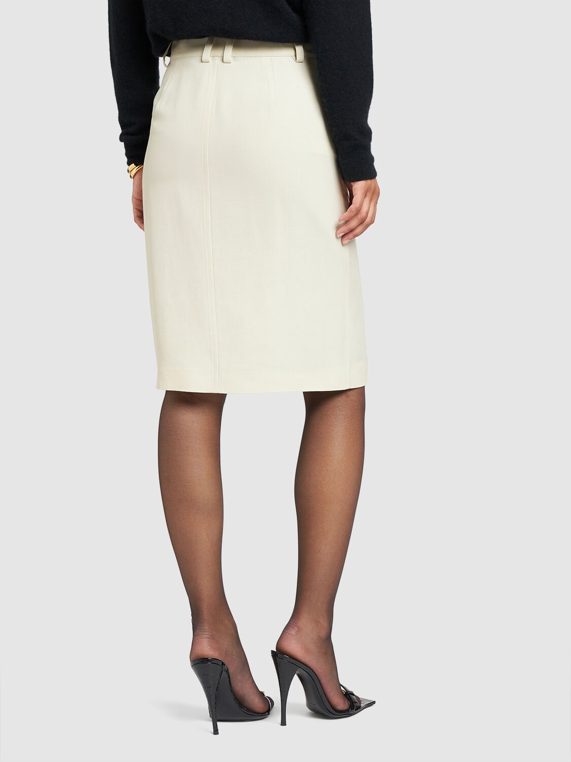 Shop Saint Laurent Saharan Viscose Skirt In Beige