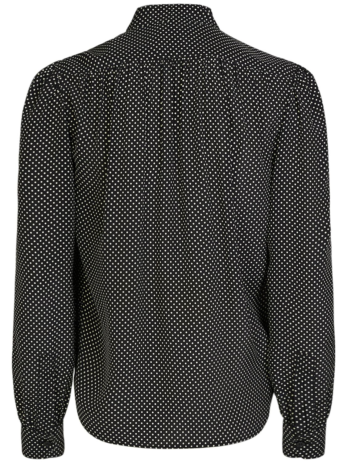 Shop Saint Laurent Silk Shirt W/ Tie In Noir Craie