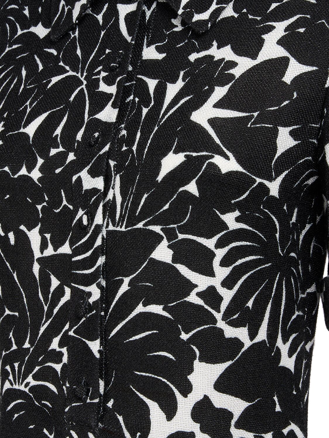 Shop Saint Laurent Viscose Mini Dress W/ Shirt Collar In Noir Craie