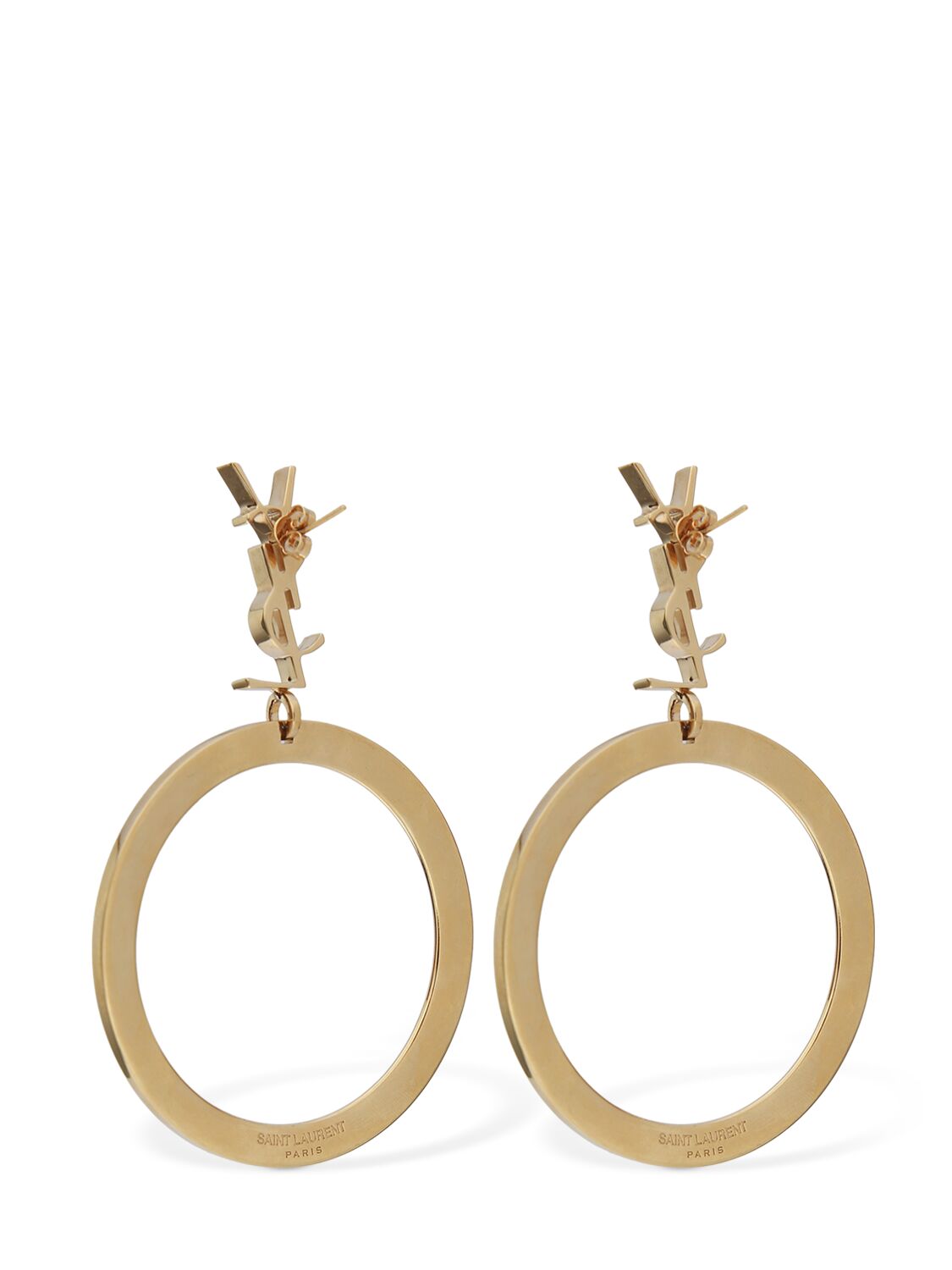 Shop Saint Laurent Brass Hoop Earrings In Gold