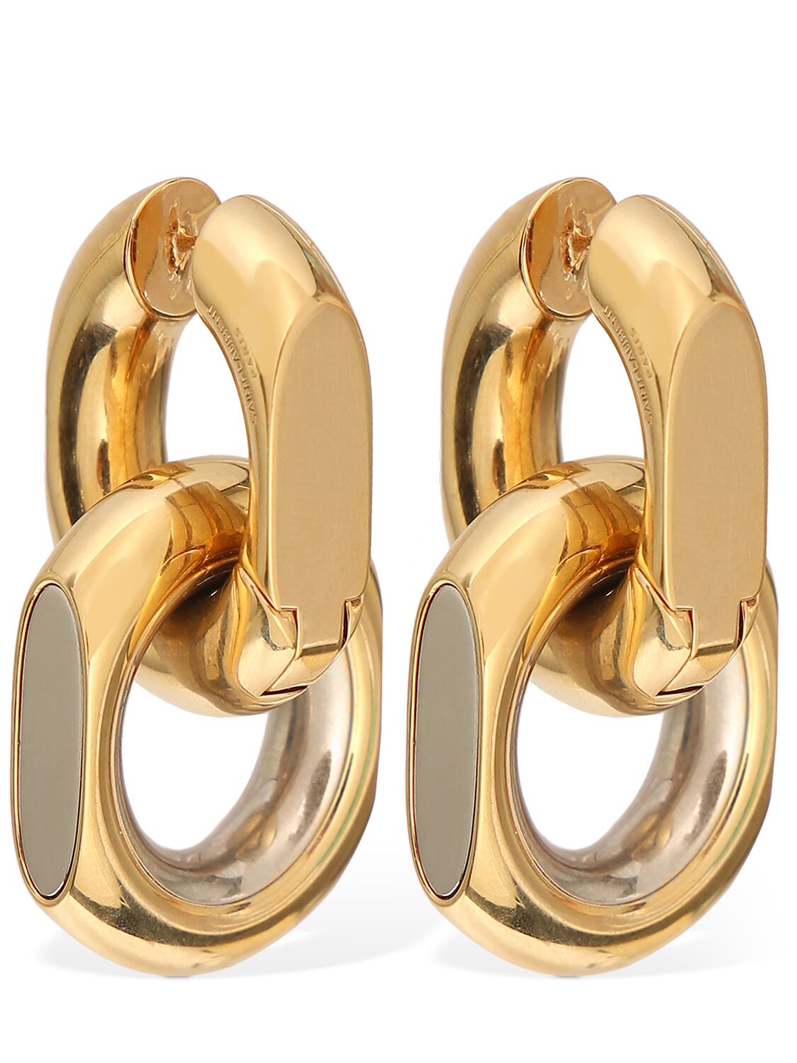 Shop Saint Laurent Cassandre Duo Link Metal Earrings In Gold,palladium