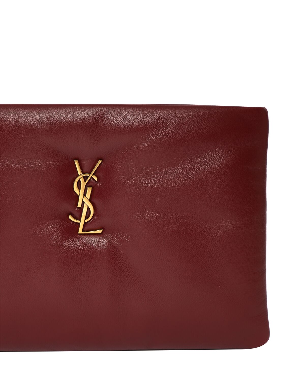 Shop Saint Laurent Small Calypso Leather Pillow Pouch In Rouge Merlot