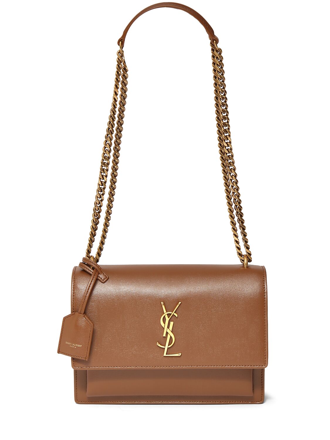 Saint Laurent Medium Sunset Leather Shoulder Bag In Fox