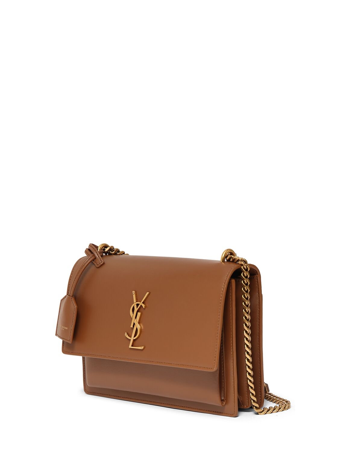 Shop Saint Laurent Medium Sunset Leather Shoulder Bag In Fox