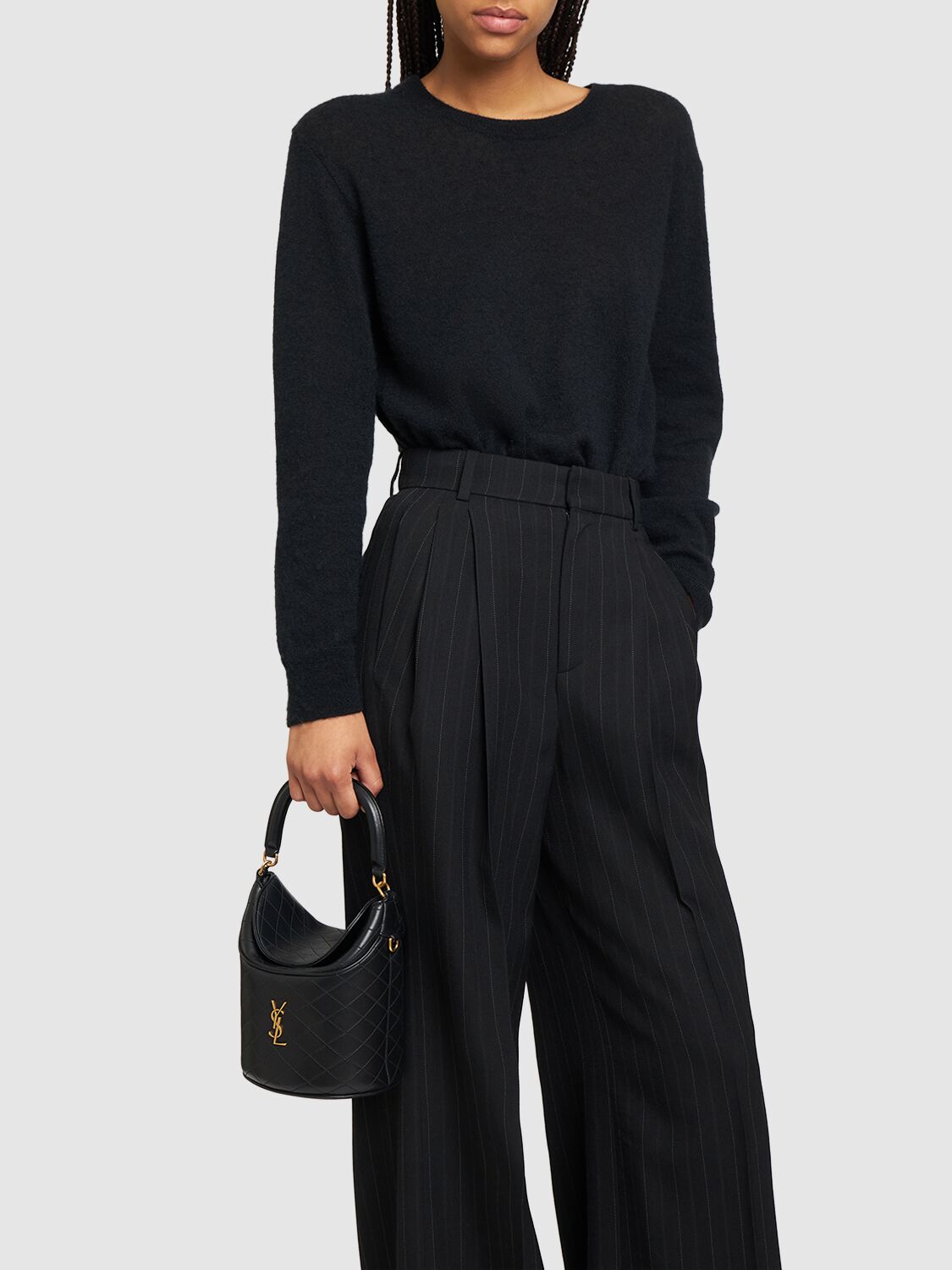 Shop Saint Laurent Mini Gaby Leather Top Handle Bag In Black