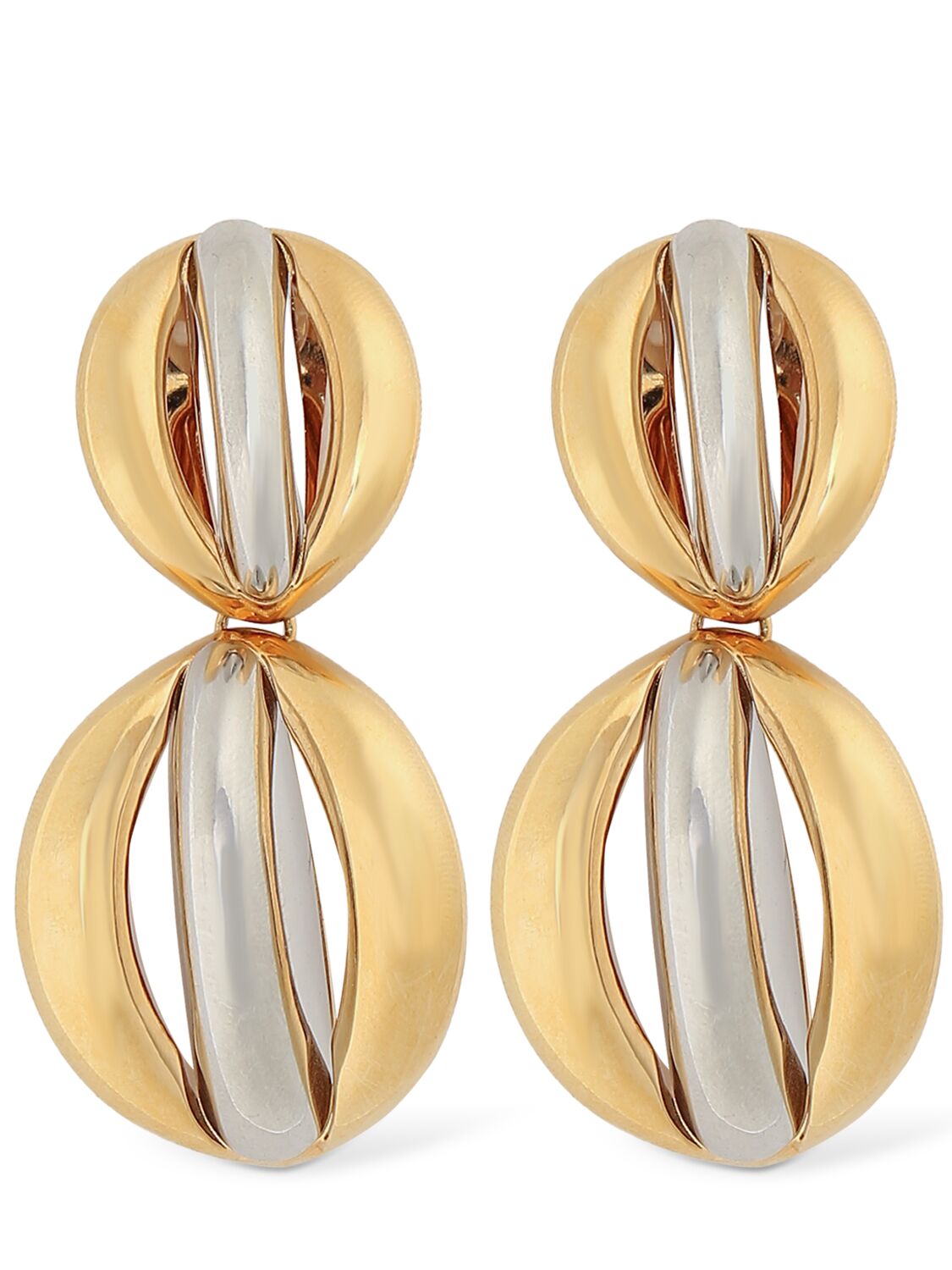 Saint Laurent Mandarine Brass Earrings In Palladium,gold