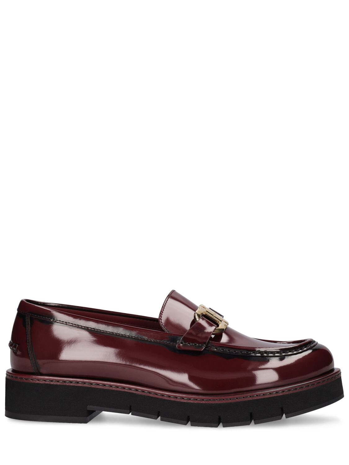 Ferragamo Marian Lug Brushed Leather Loafers In Bordeaux