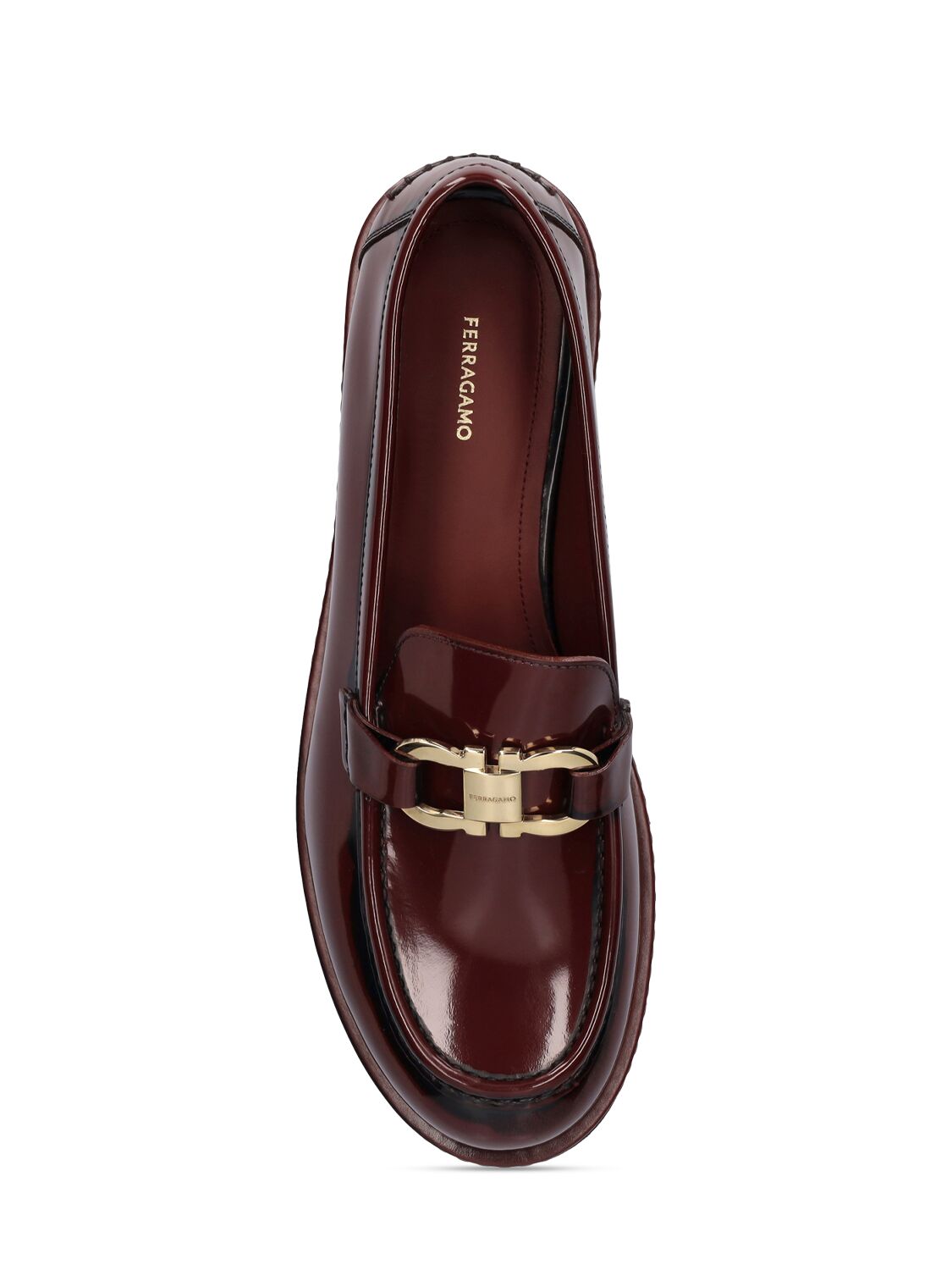 Shop Ferragamo Marian Lug Brushed Leather Loafers In Bordeaux
