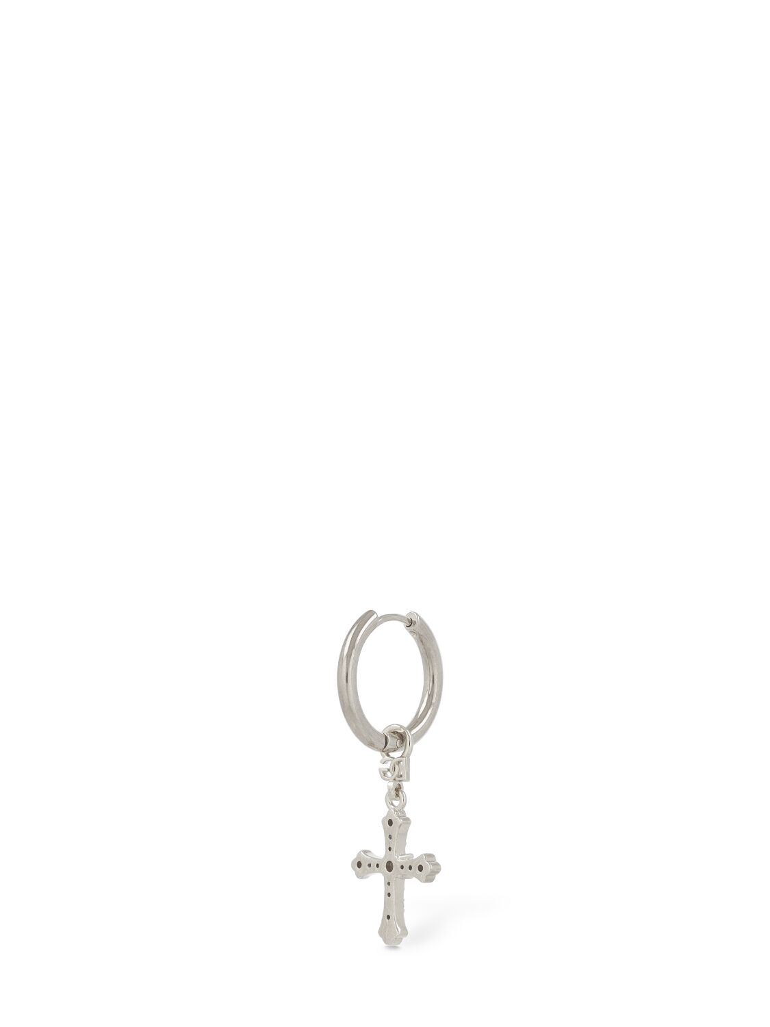 Shop Dolce & Gabbana Crystal Cross Mono Earring In Silver