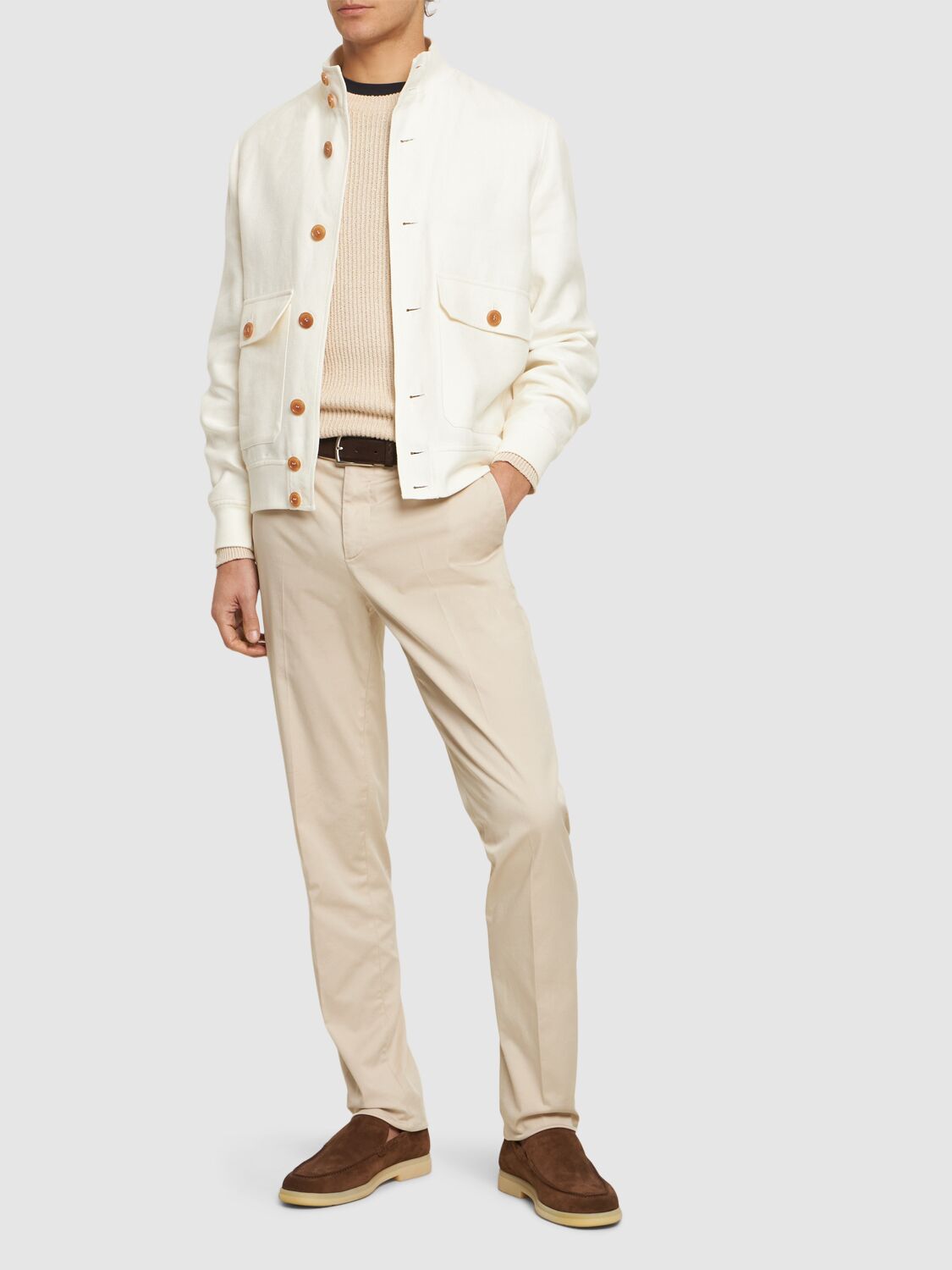 Shop Brunello Cucinelli Linen Blend Jacket In Off White