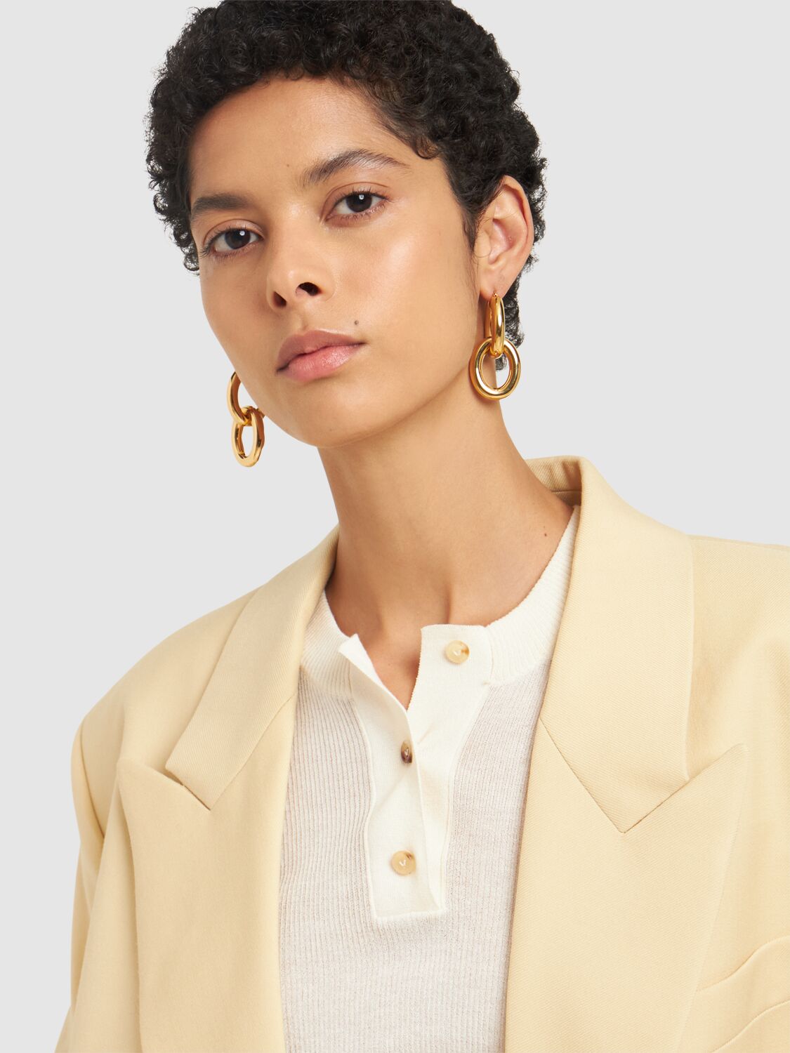 Shop Jil Sander Bc6 Double Hoop 1 Earrings In Gold