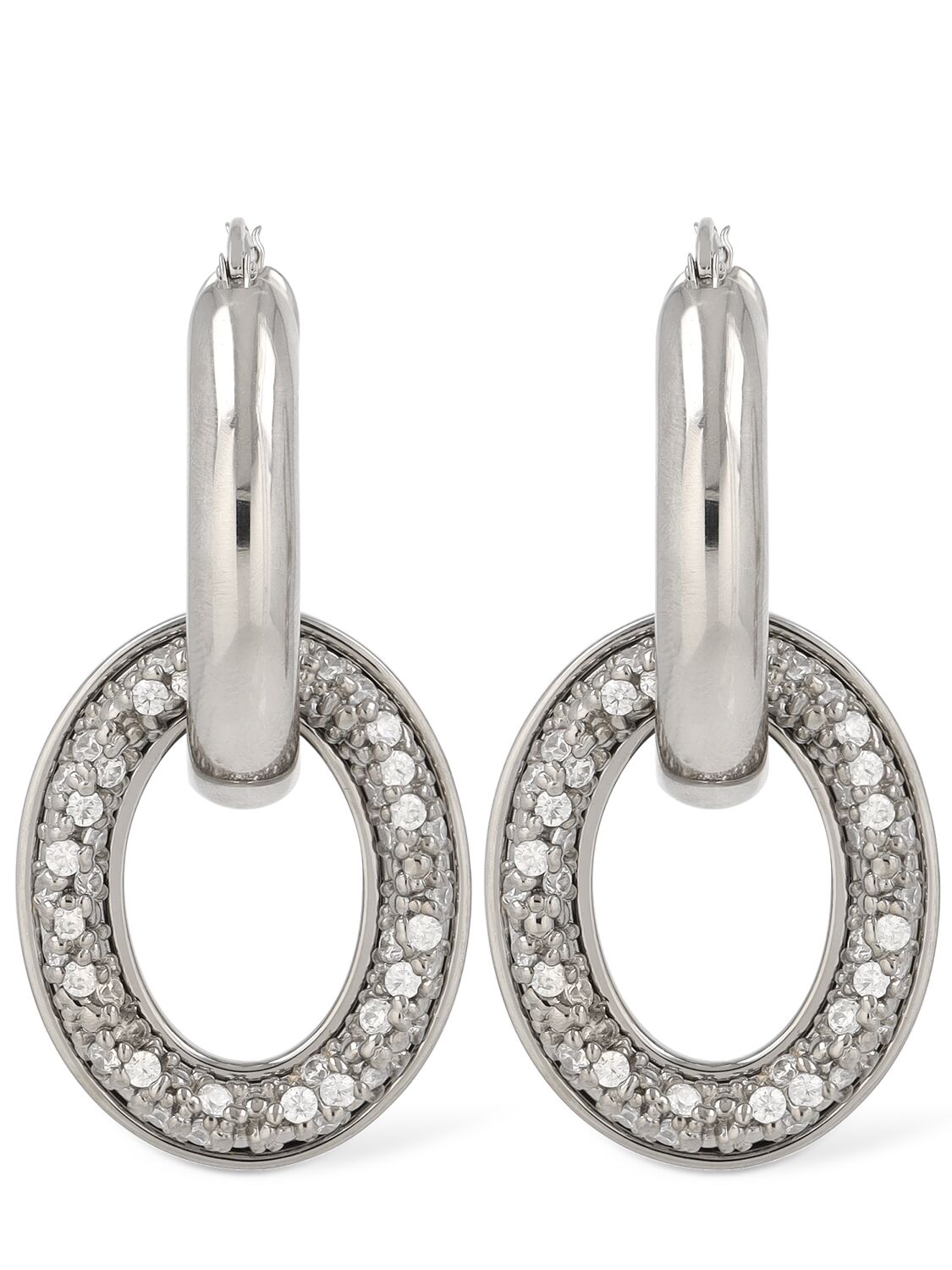 Jil Sander Bc1 Double Hoop 1 Zircon Earrings In Silver