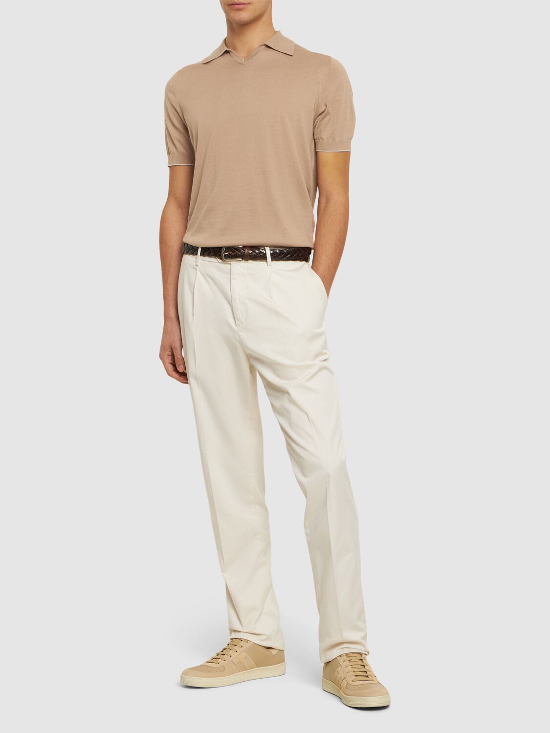 Shop Brunello Cucinelli Cotton Short Sleeve Polo In Creta