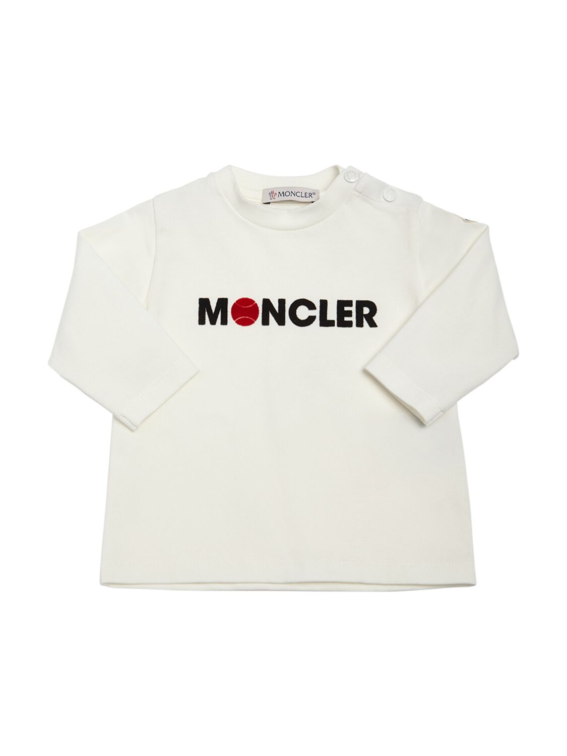 Moncler Kids' Logo Stretch Cotton Jersey L/s T-shirt In White