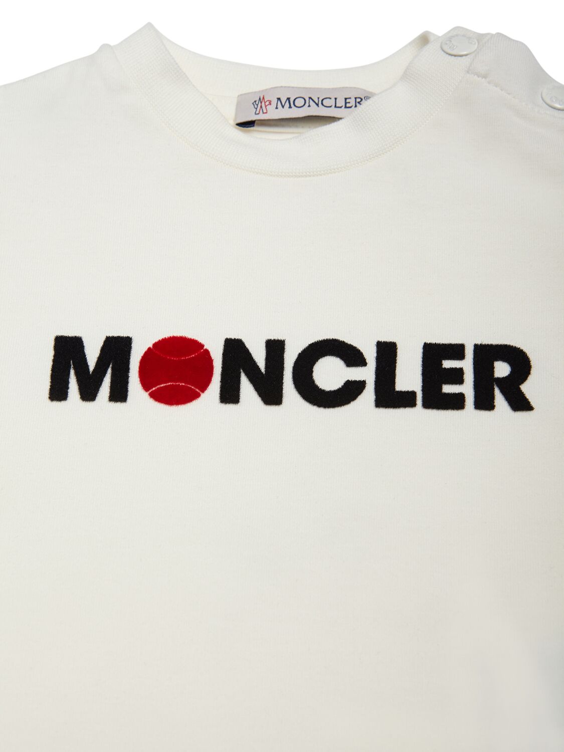 Shop Moncler Logo Stretch Cotton Jersey L/s T-shirt In White
