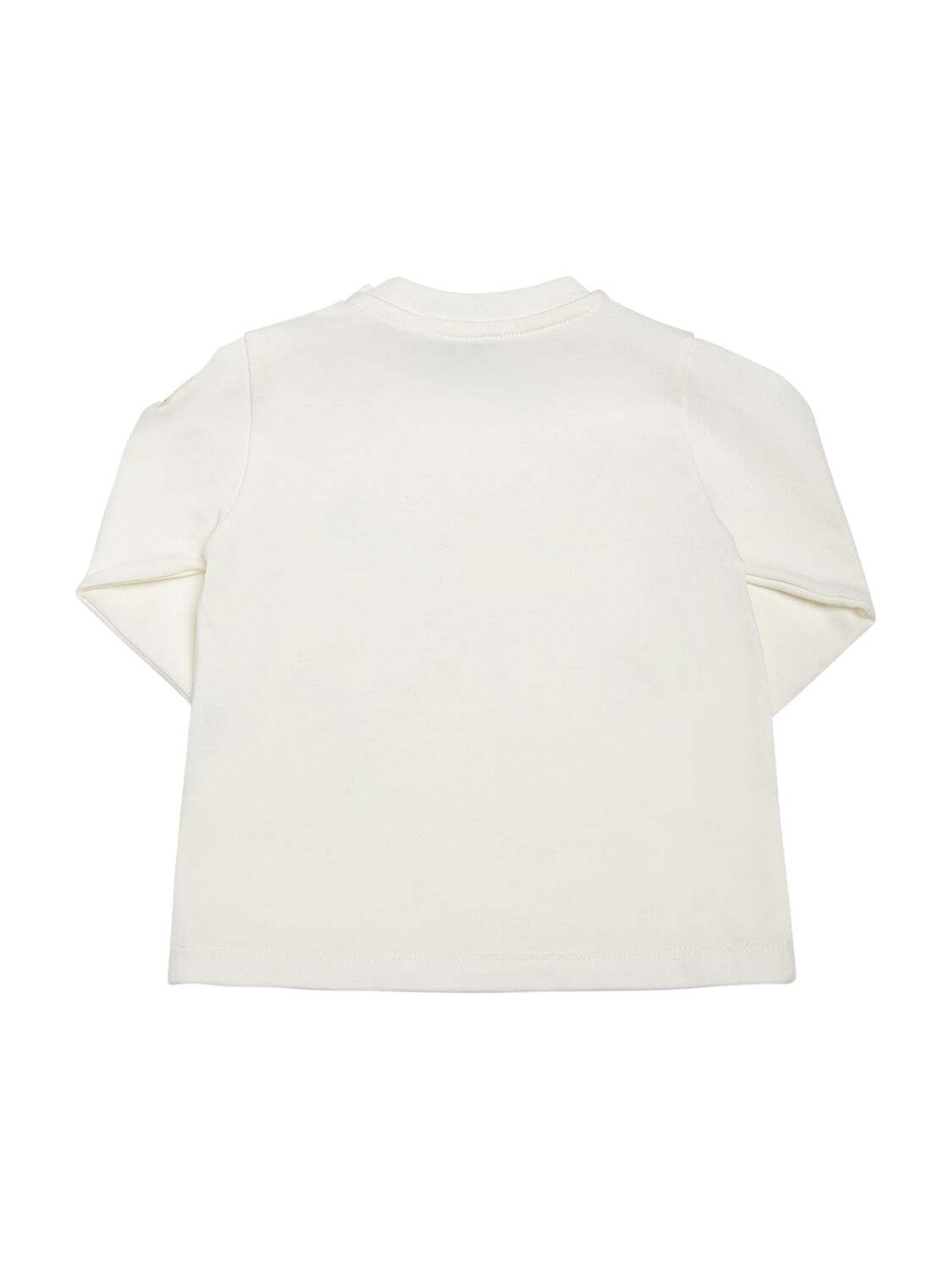 Shop Moncler Logo Stretch Cotton Jersey L/s T-shirt In White