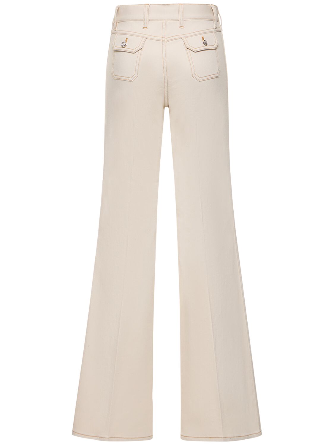 Shop Giambattista Valli Cotton Denim High Waisted Wide Jeans In Elfenbein