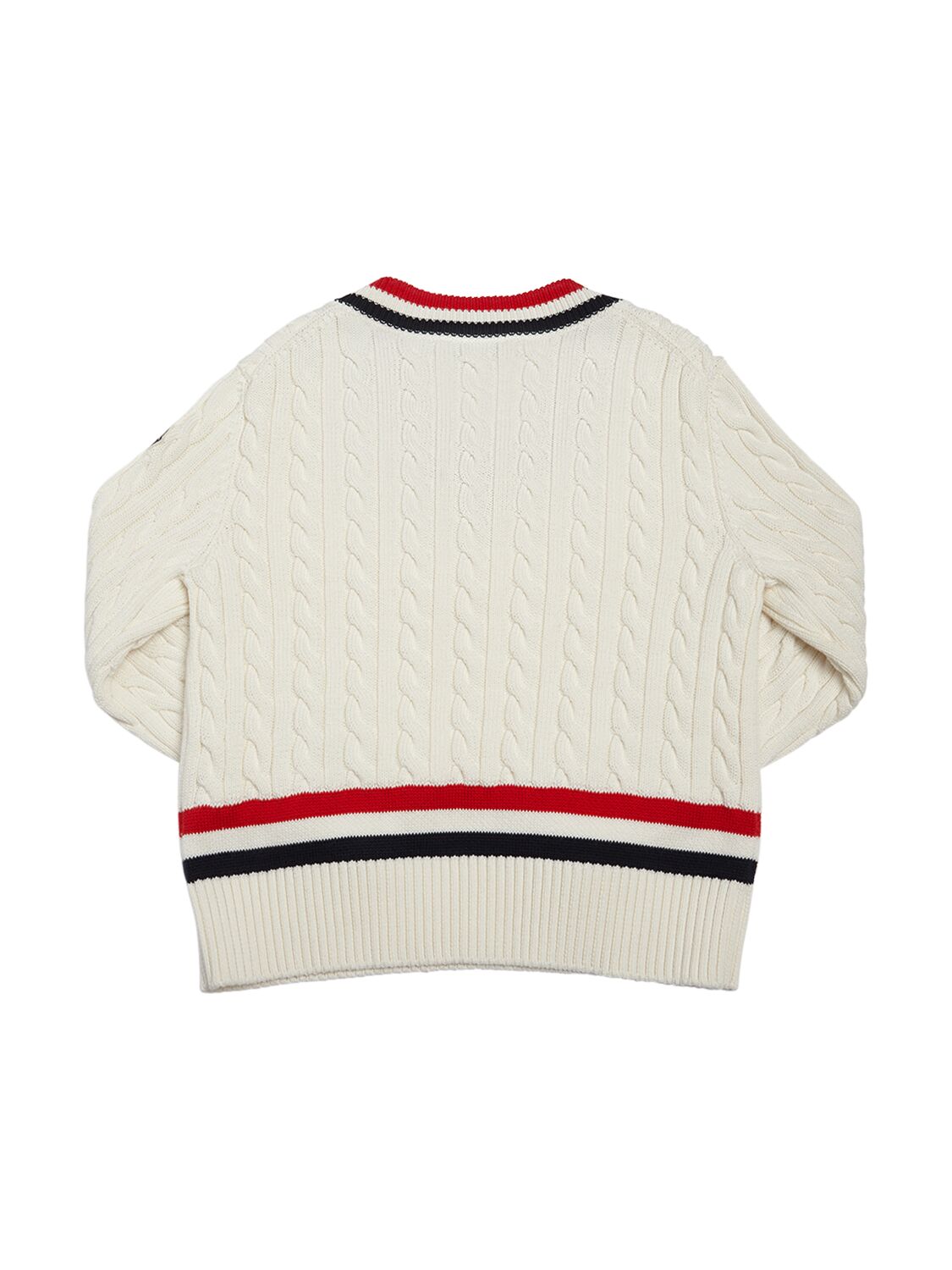 Shop Moncler Cotton Knit V-neck Sweater In White