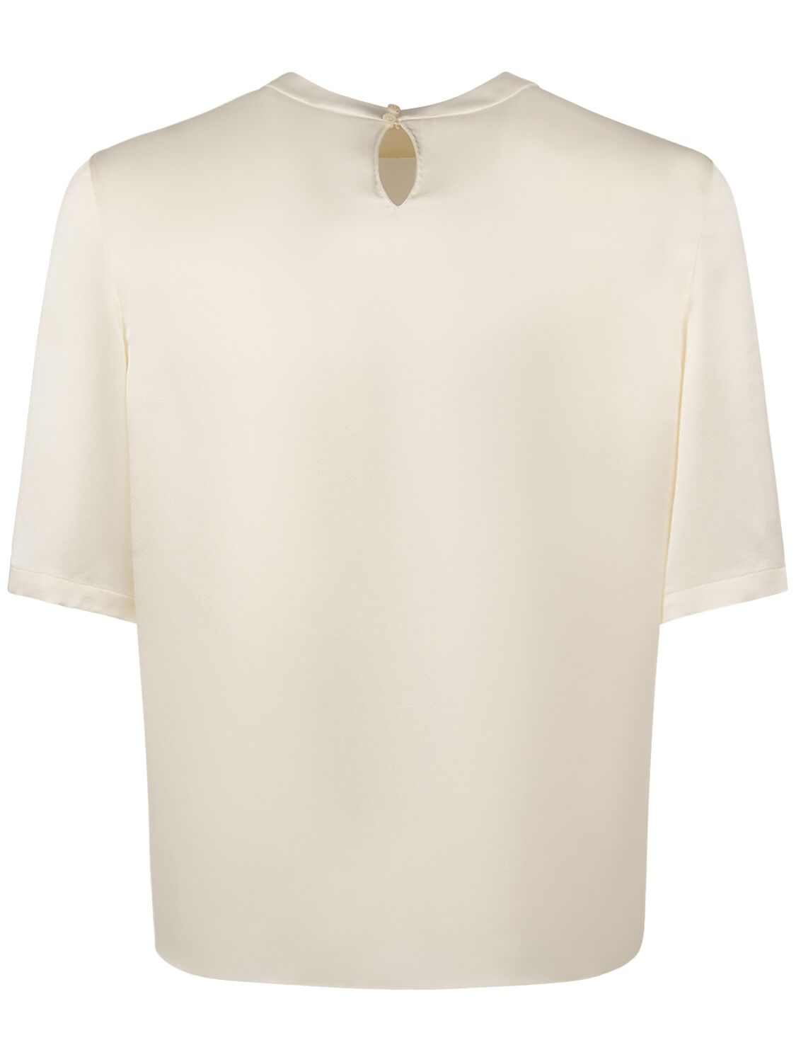 Shop Saint Laurent Silk Crepe T-shirt In Craie