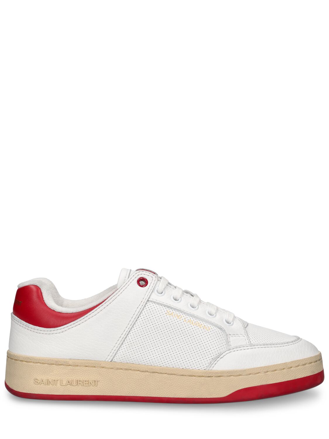 Saint Laurent 20mm Sl61 Leather Sneakers In White,red