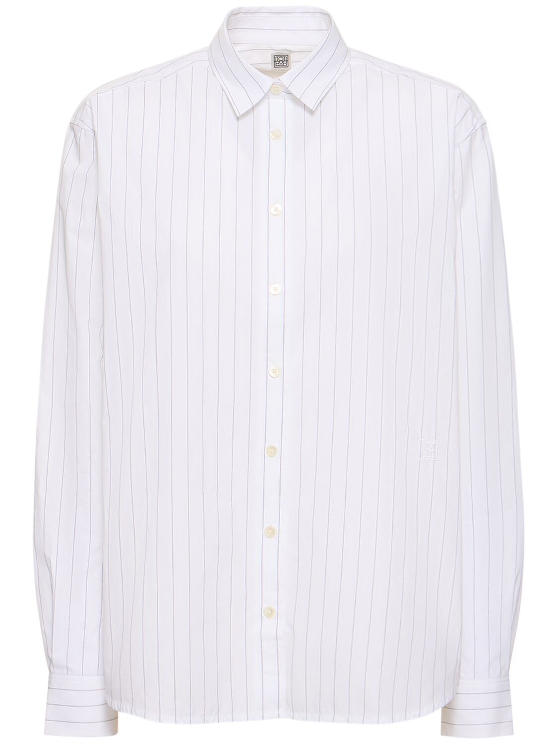 Shop Totême Signature Cotton Shirt In Weiss,schwarz