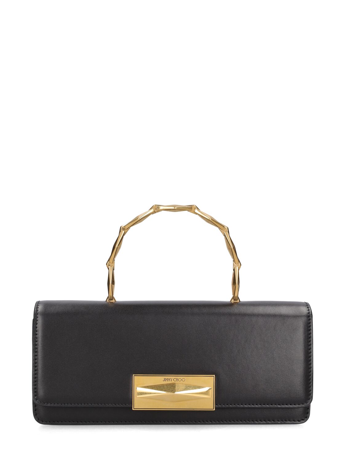 Jimmy Choo Diamond Leather Top-handle Bag In Black/gold