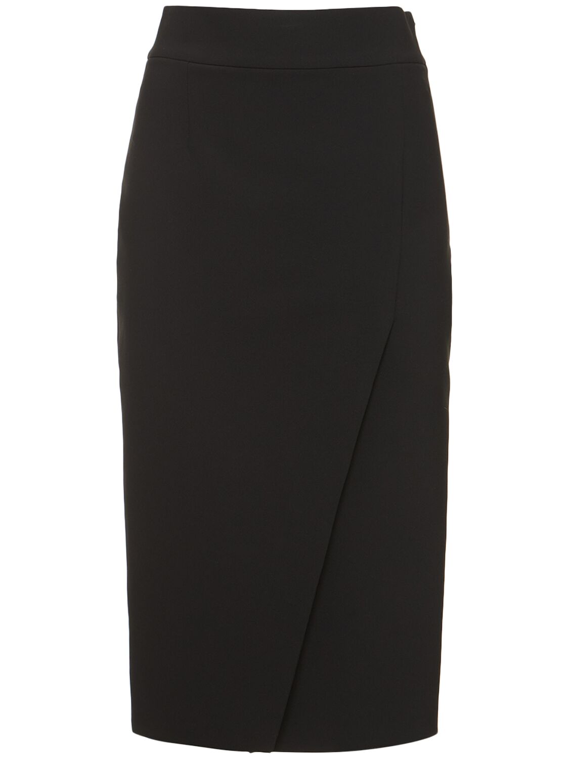 Moschino Stretch Crepe Midi Skirt In Black