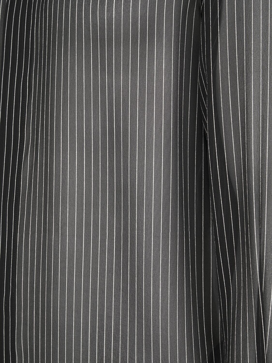 Shop Saint Laurent Pinstripe Silk Georgette Shirt In Black