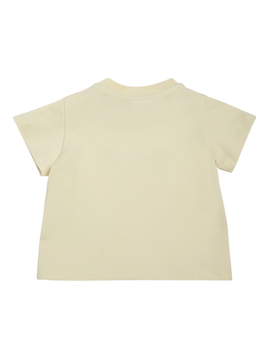 Shop Moncler Logo Patch Cotton Jersey T-shirt In Yellow