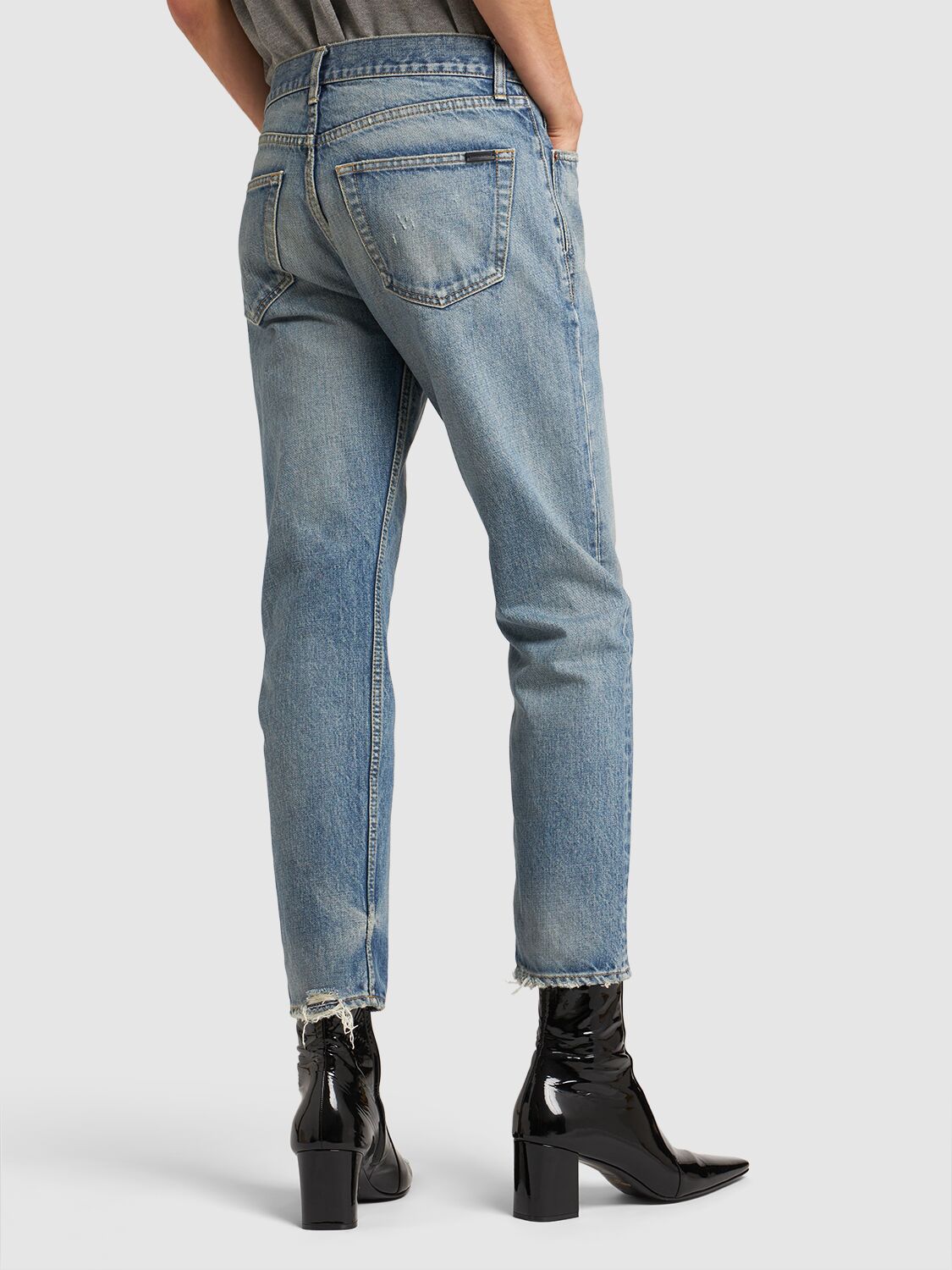 Shop Saint Laurent Mick Cotton Denim Jeans In Blue