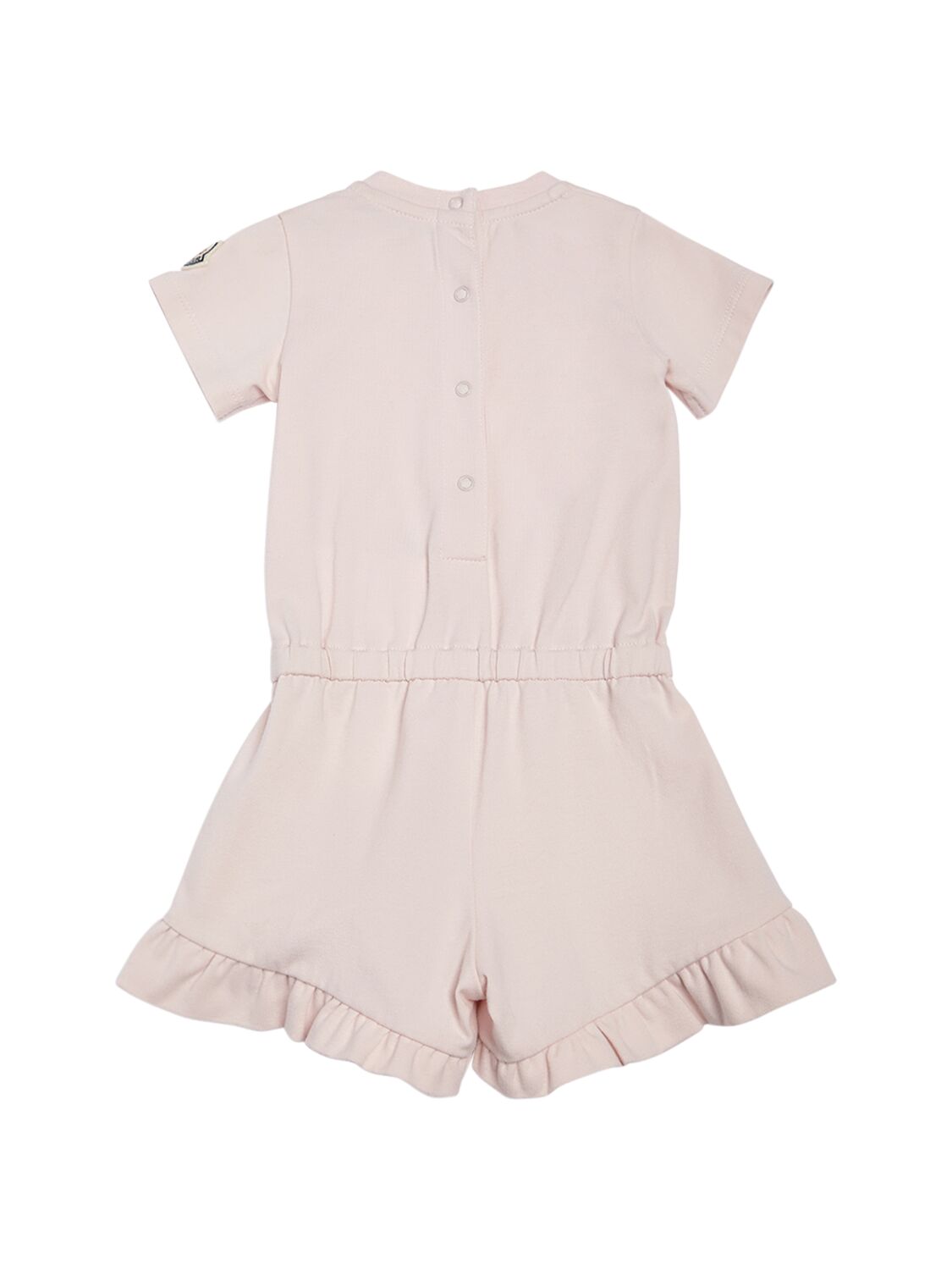 Shop Moncler Stretch Cotton Jersey Romper In Pink