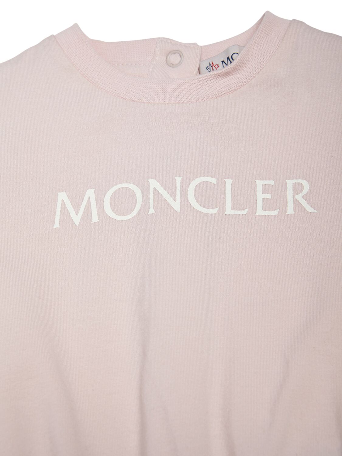 Shop Moncler Stretch Cotton Jersey Romper In Pink