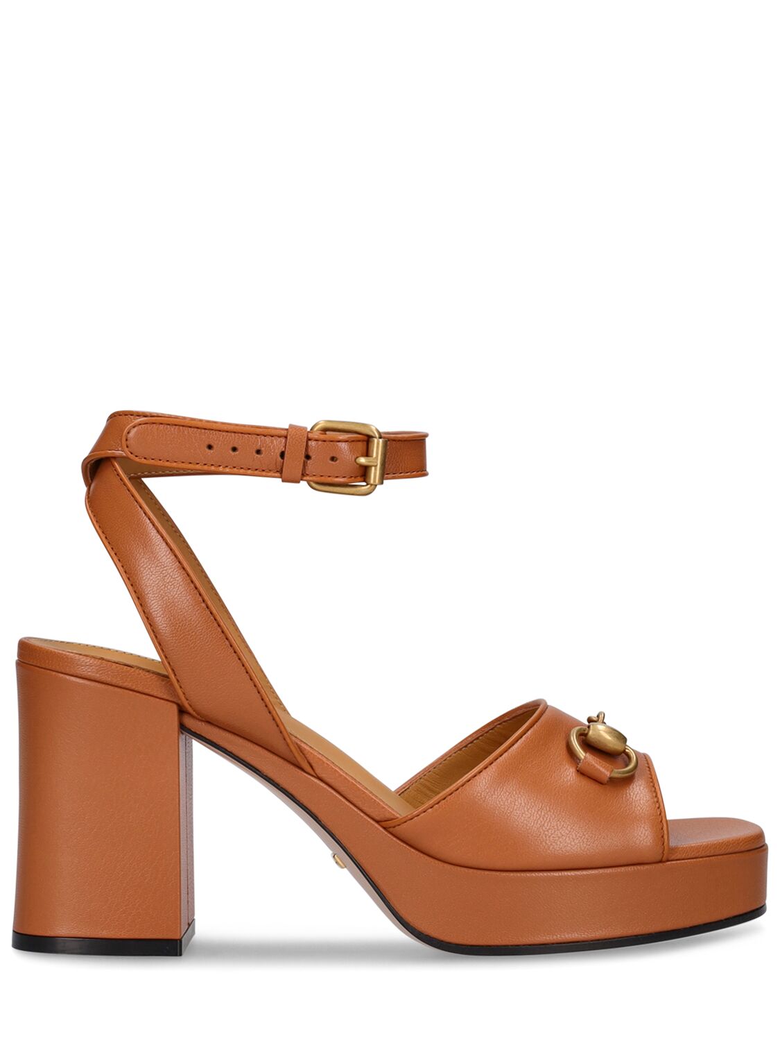 Gucci 60mm Lady Horsebit Leather Sandals In Braun