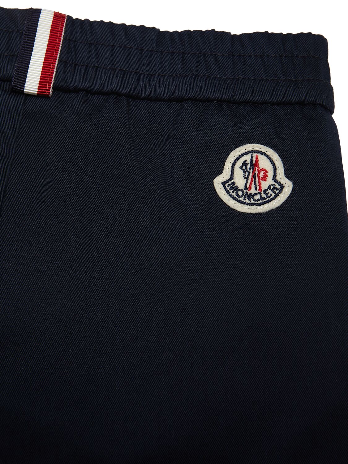Shop Moncler Stretch Cotton Twill Pants In Blue