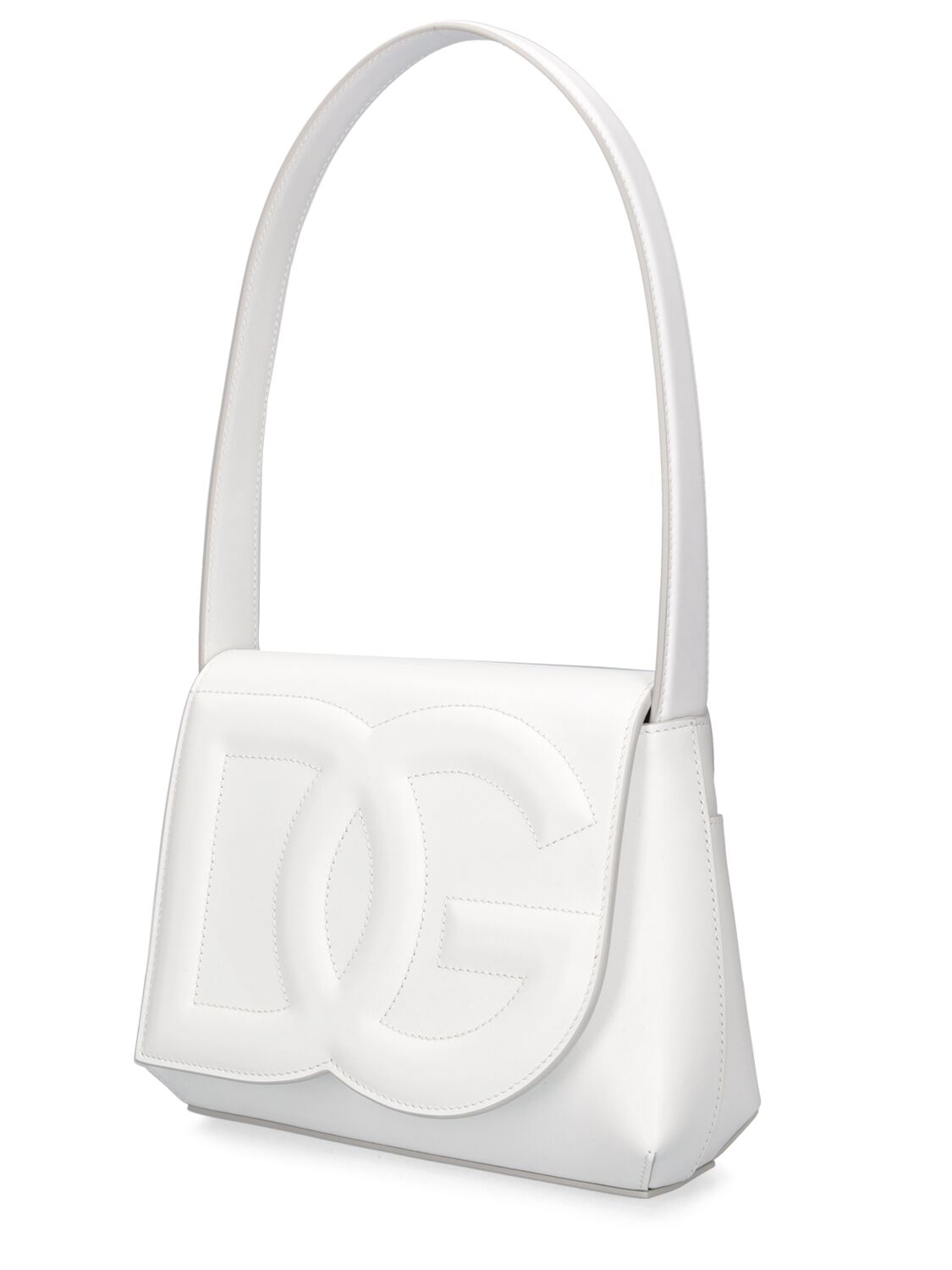Shop Dolce & Gabbana Logo Leather Shoulder Bag In Optic White