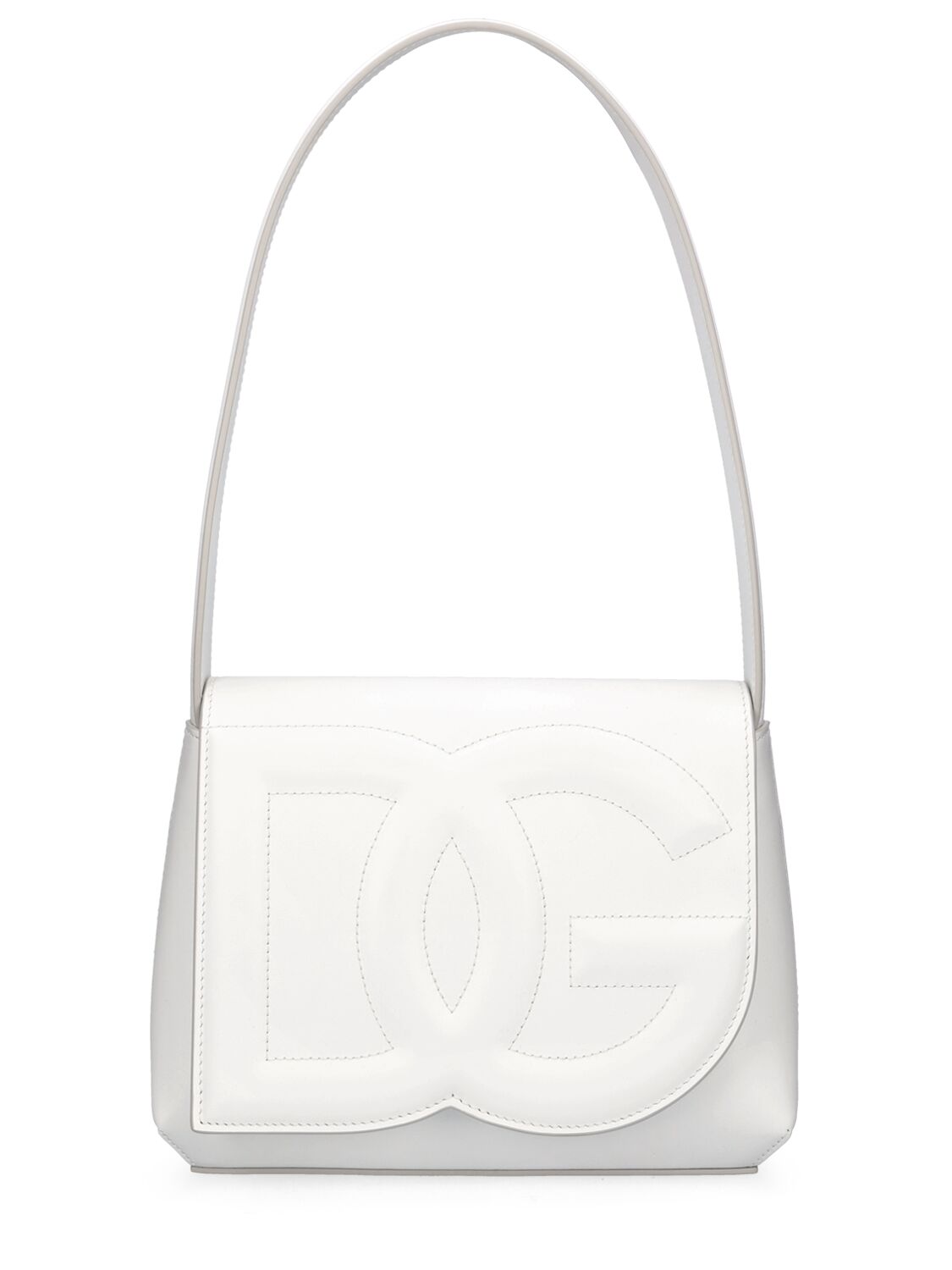 Dolce & Gabbana Schultertasche Aus Leder Mit Logo In Optic White