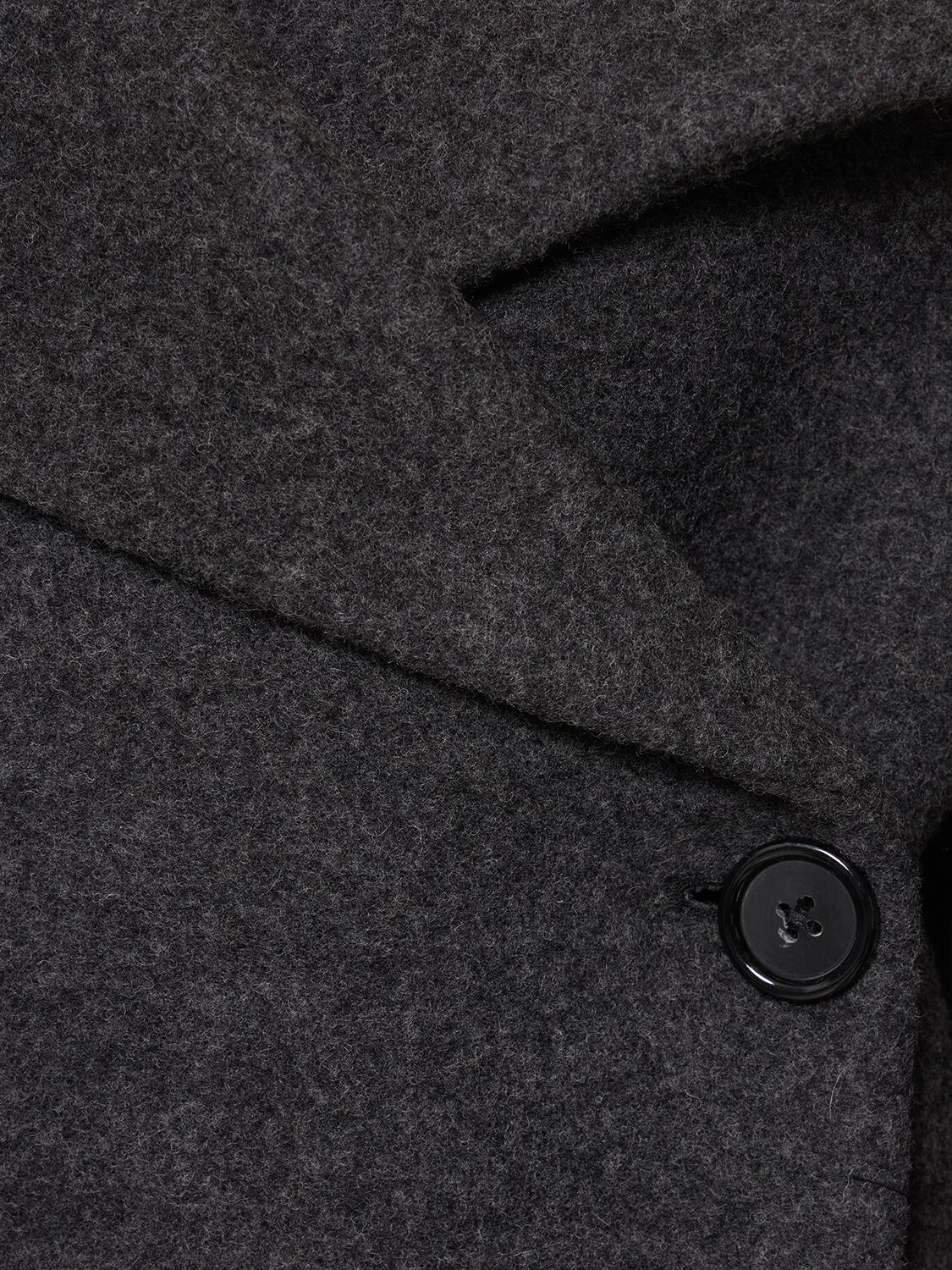 Shop Totême Wool Blend Felt Wrap Coat In Grau