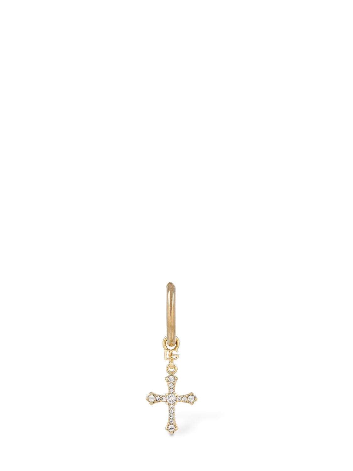 Dolce & Gabbana Crystal Cross Mono Earring In Gold,crystal