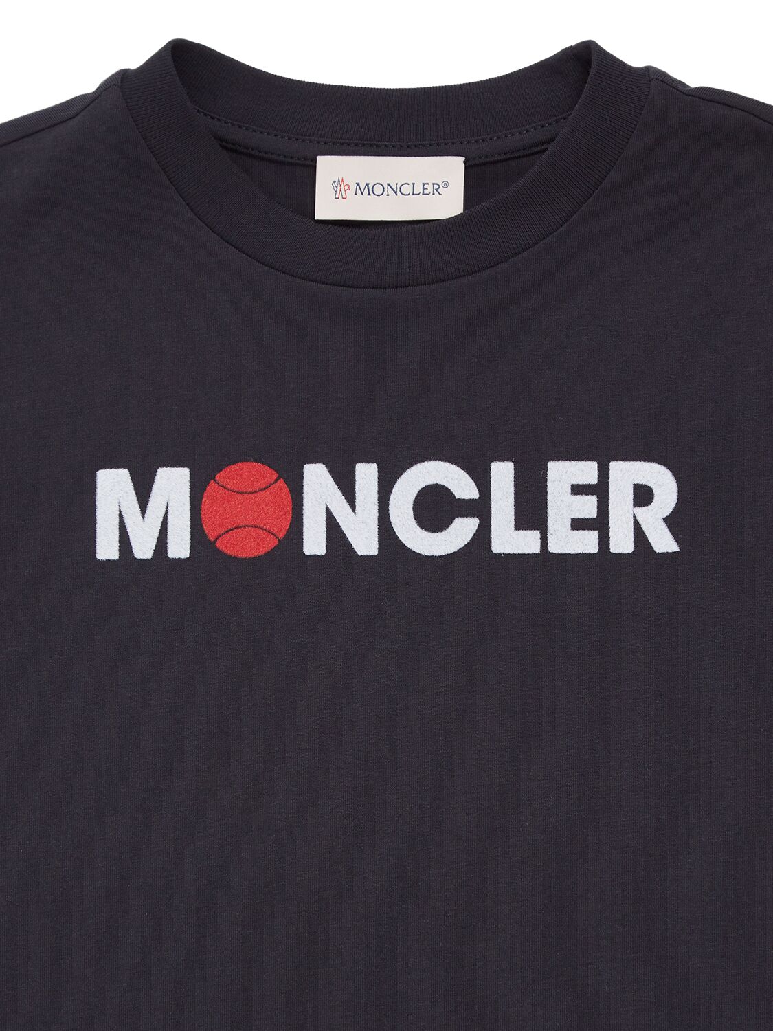 Shop Moncler Logo Cotton Jersey T-shirt In Blue