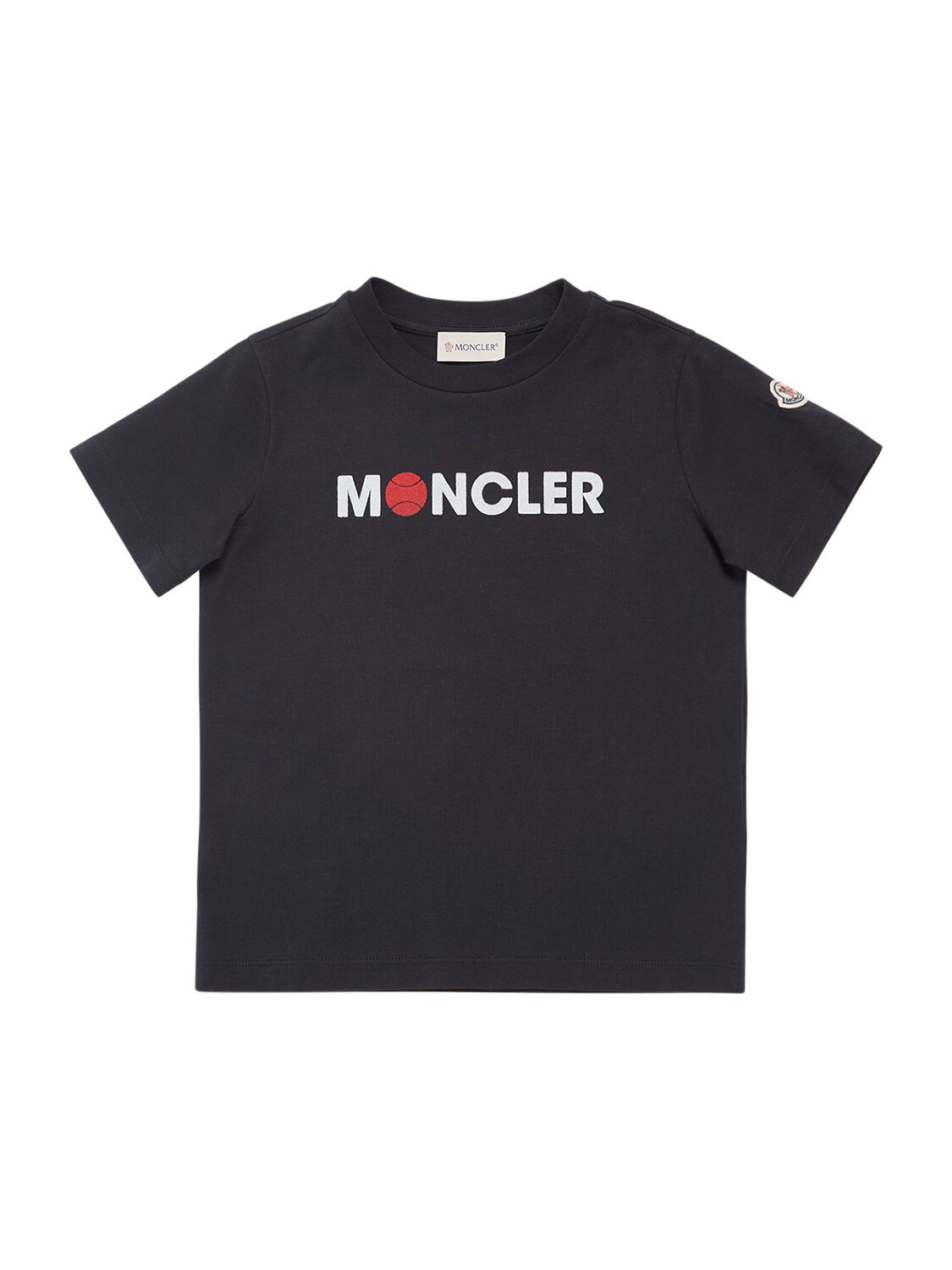 Moncler Kids' Logo棉质平纹针织t恤 In Blue