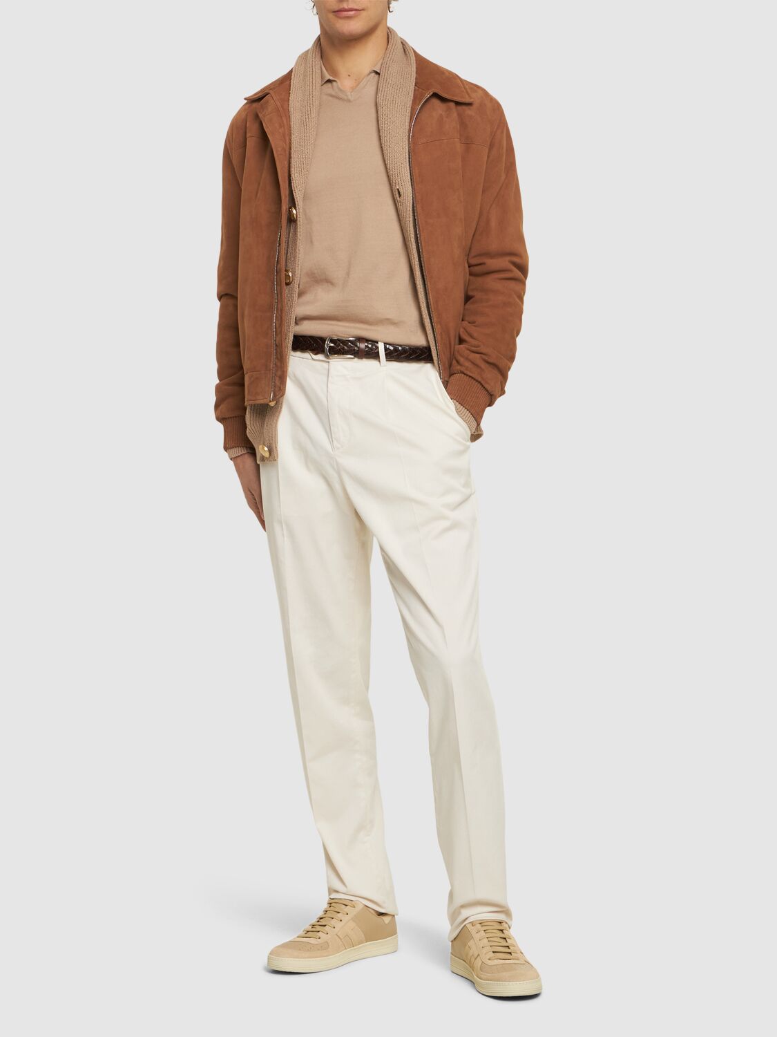 Shop Brunello Cucinelli Stretch Gabardine Pleated Pants In Off White