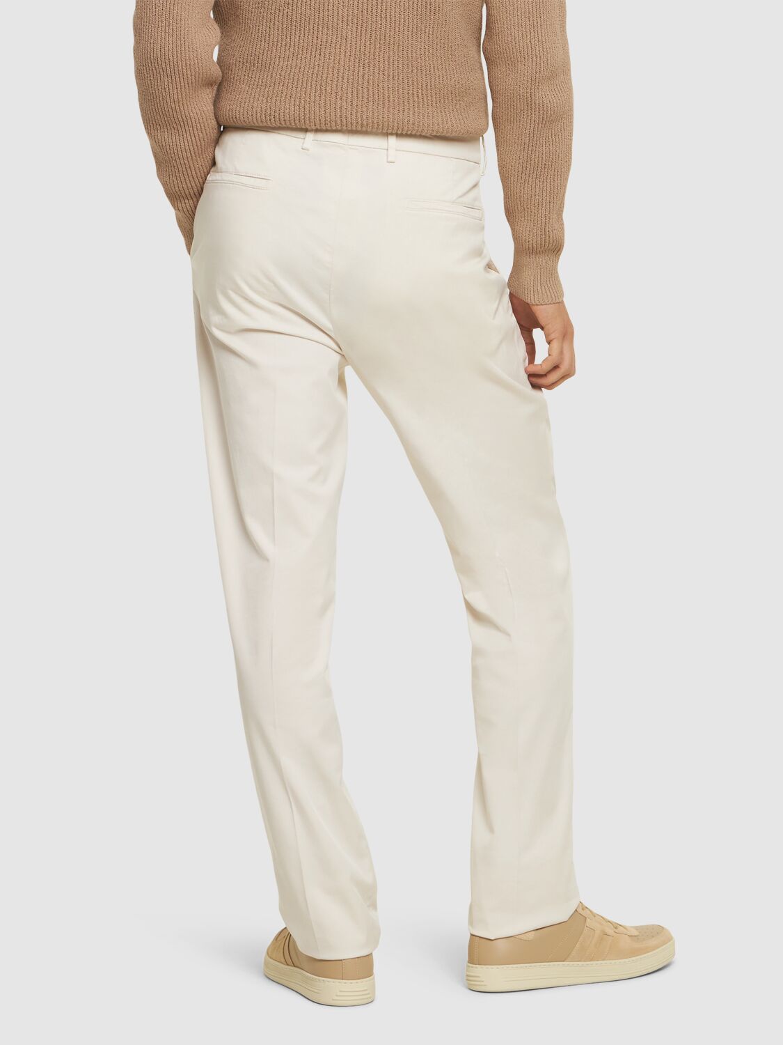 Shop Brunello Cucinelli Stretch Gabardine Pleated Pants In Off White