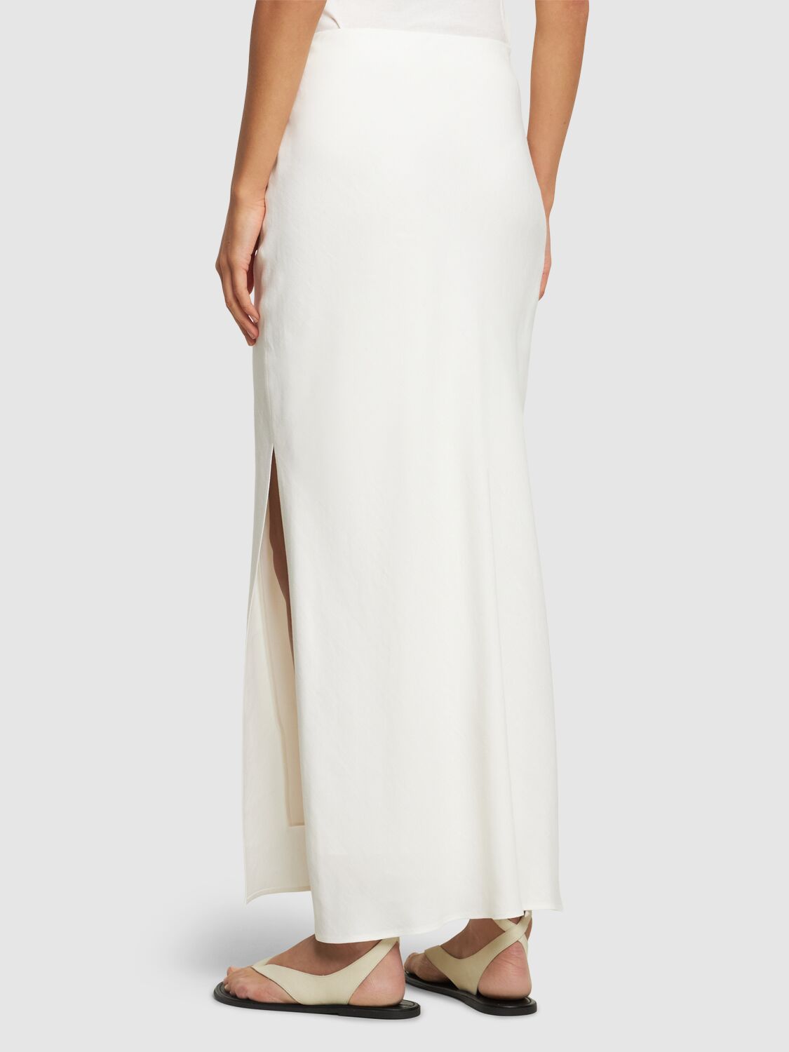 Shop Brunello Cucinelli Fluid Twill Long Skirt In White