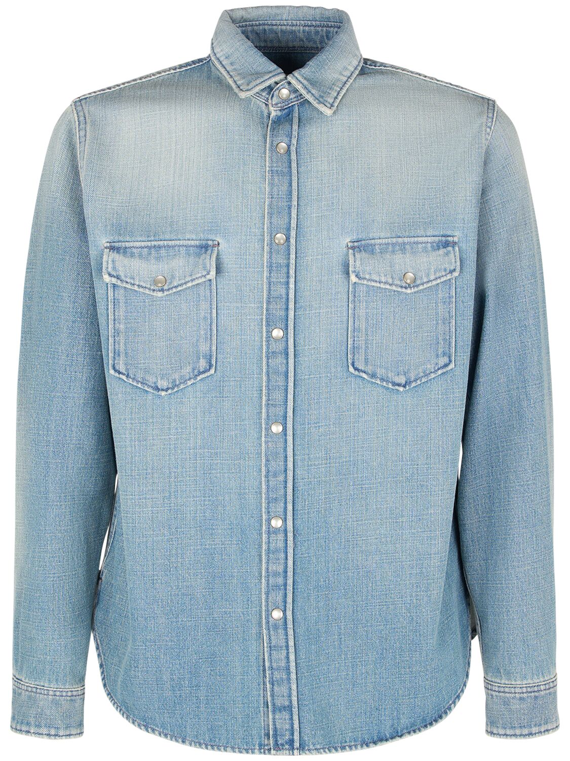 Saint Laurent Oversize Cotton Denim Shirt In Light Blue
