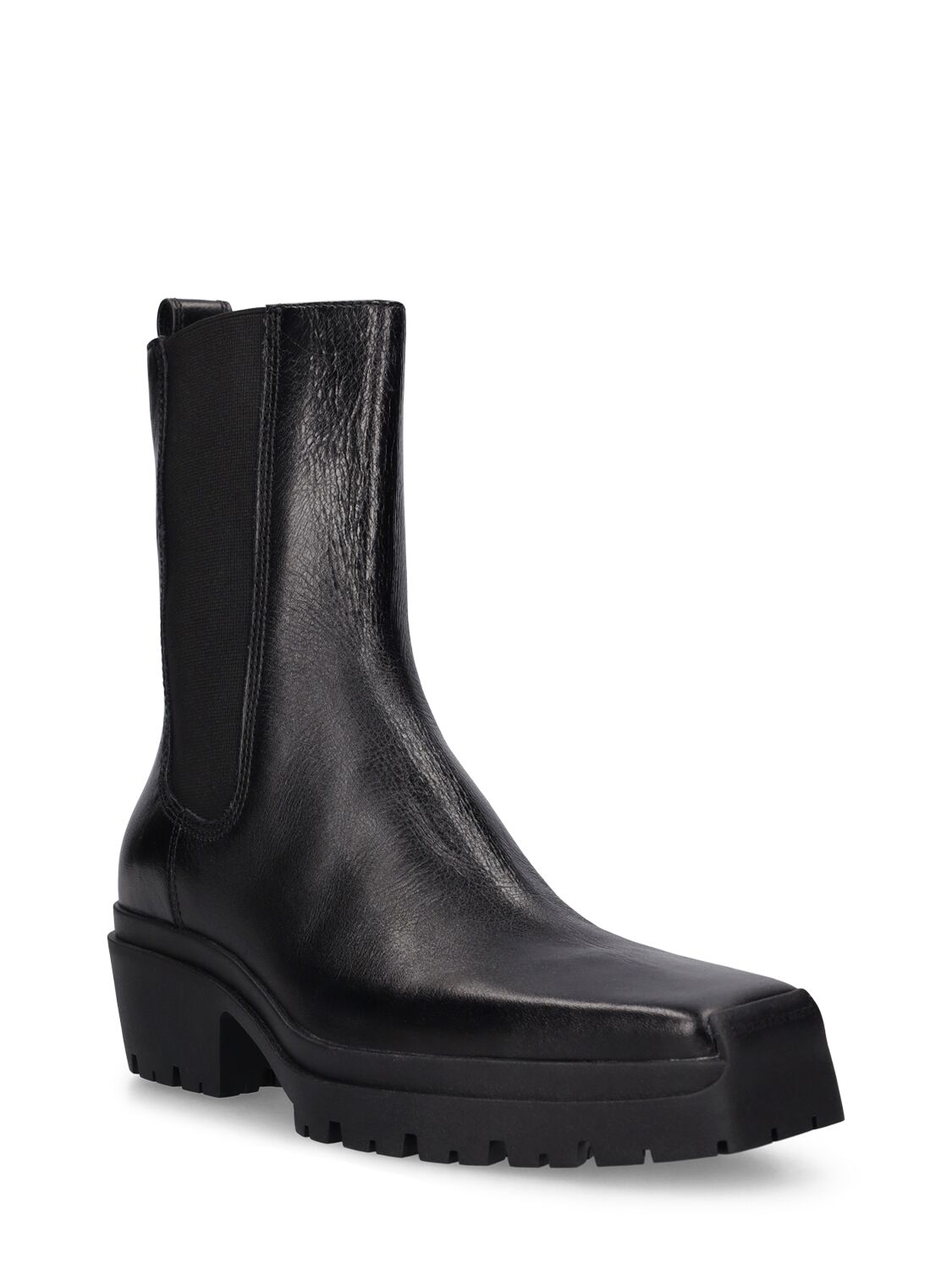 Shop Alexander Wang 45mm Terrain Crackled Leather Ankle Boot In Schwarz
