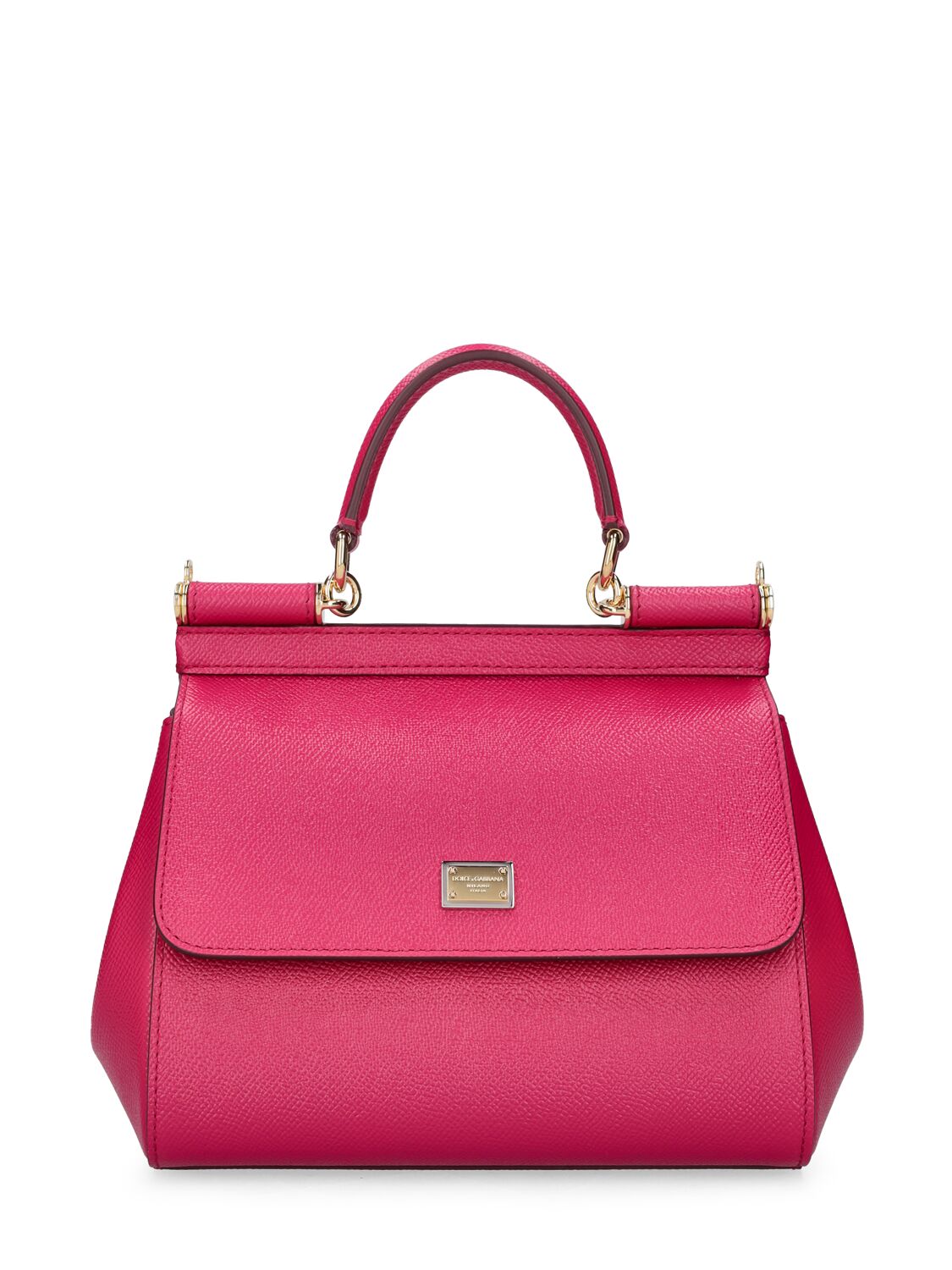 Dolce & Gabbana Small Sicily Leather Top Handle Bag In Cyclamen